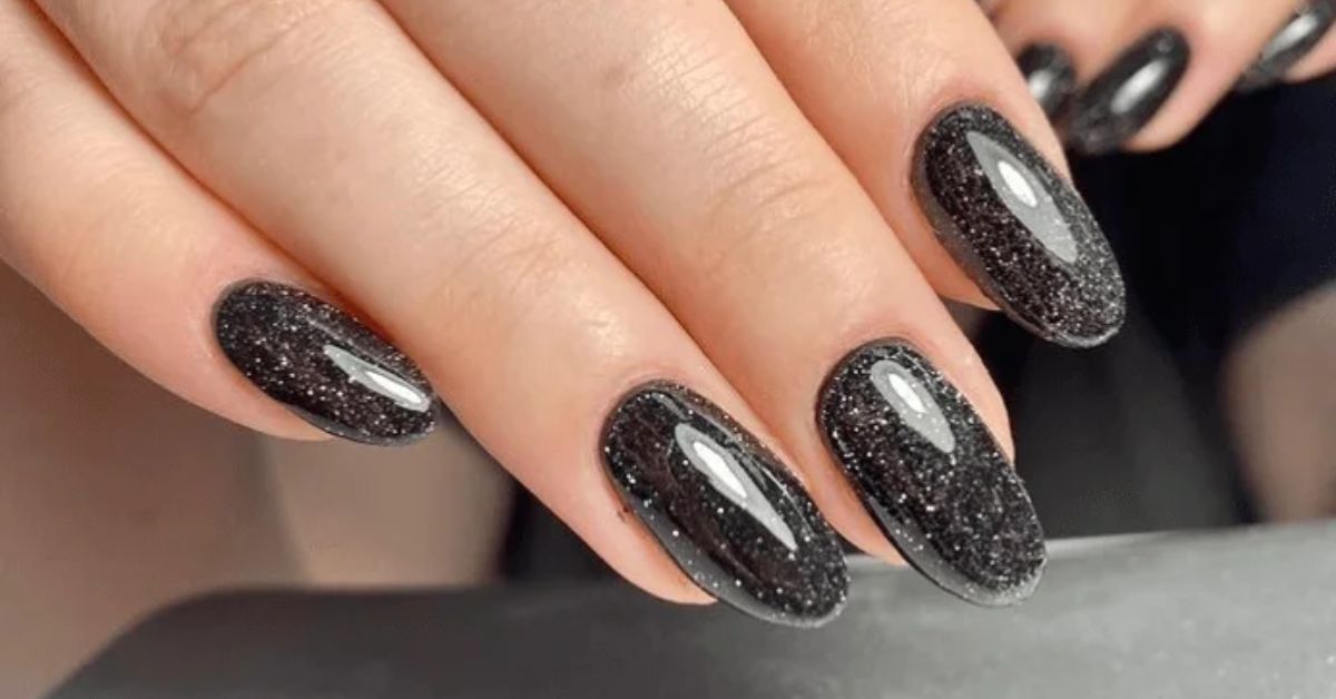 Shimmery Black Nails